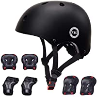 XJD Casco de Ciclismo para Niños y Protecciónes Infantiles Incluye Rodilleras Coderas y Muñequeras Adjustables 7 Piezas…